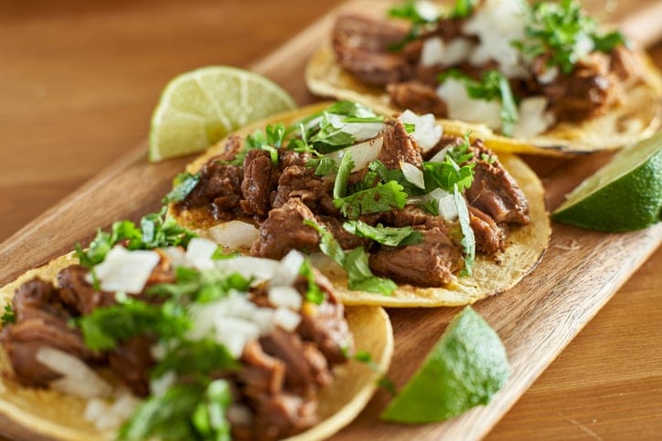 Three meat tacos.