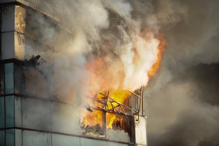 A fire at a warehouse.