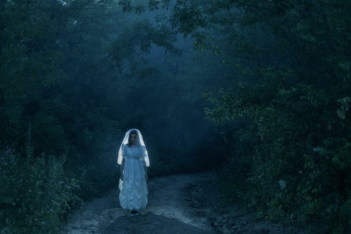 Ghostly figure at night.