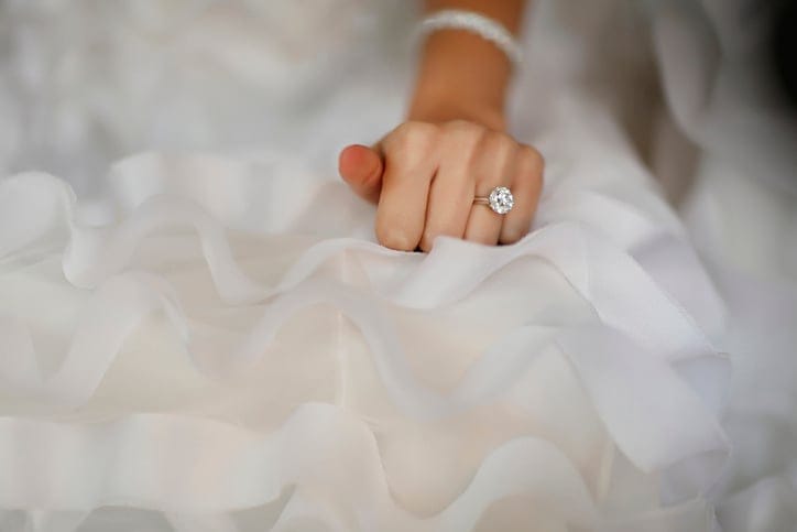Woman in a wedding dress.