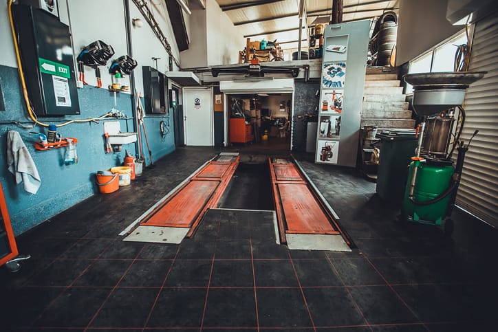 inside a repair garage