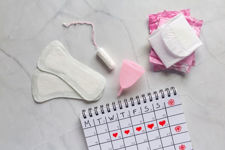 Menstrual calendar with sanitary napkins