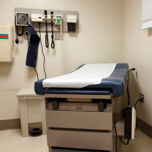 Examination table at a doctor's office.