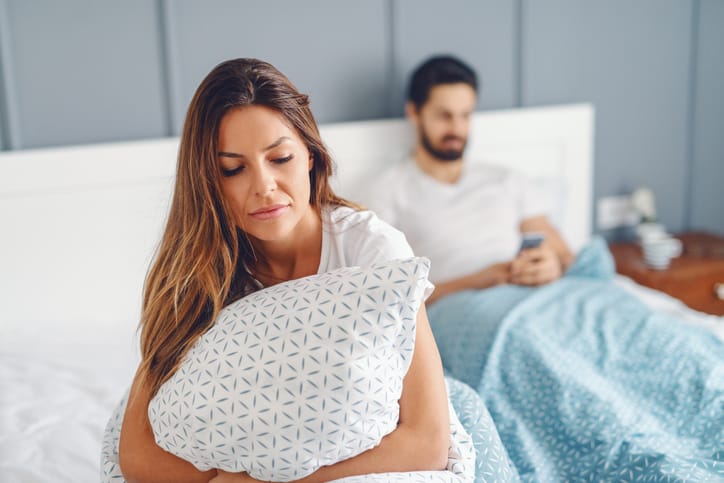 couple unsatisified in the bedroom