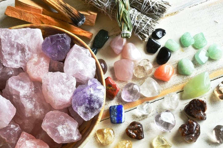 Rose quartz healing crystals.