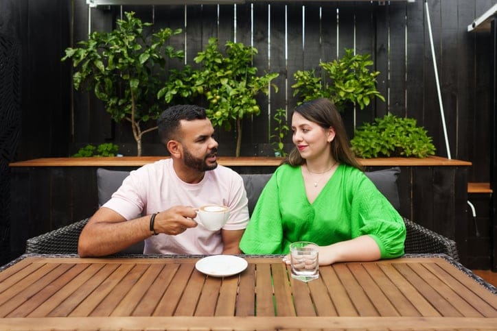 couple chatting over coffee