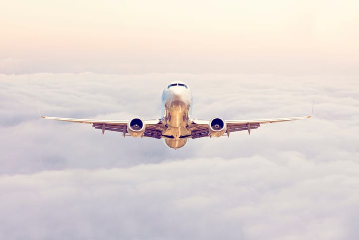 Airplane in the air.