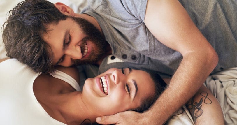 romantic couple in bed
