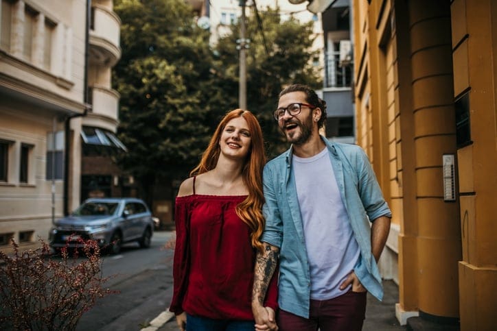 couple walking in the street