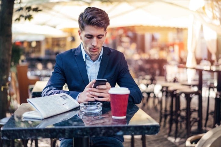 serious man texting