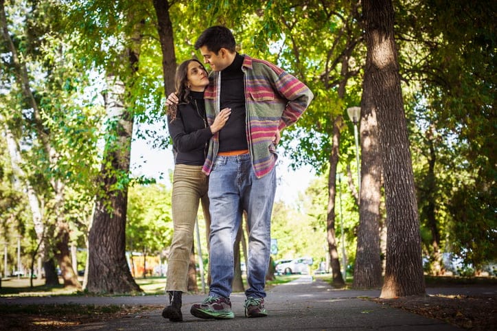 girlfriend and boyfriend park walk