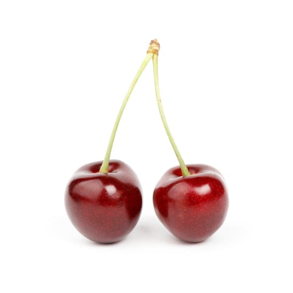 Two cherries on stem.