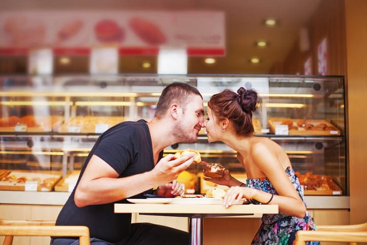 cute couple at cafe