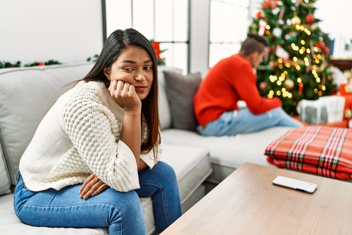 unhappy woman at christmas
