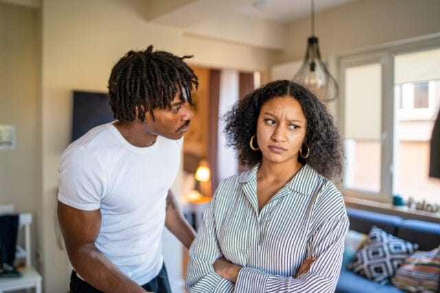 unhappy couple arguing