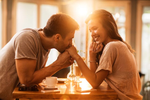 couple on romantic date at sunset