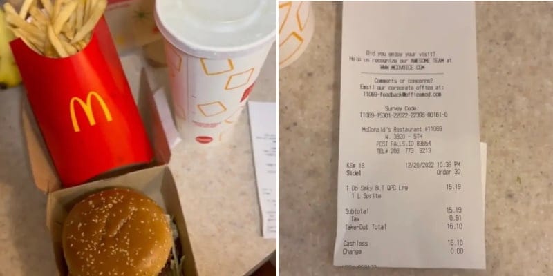 mcdonald's order and receipt