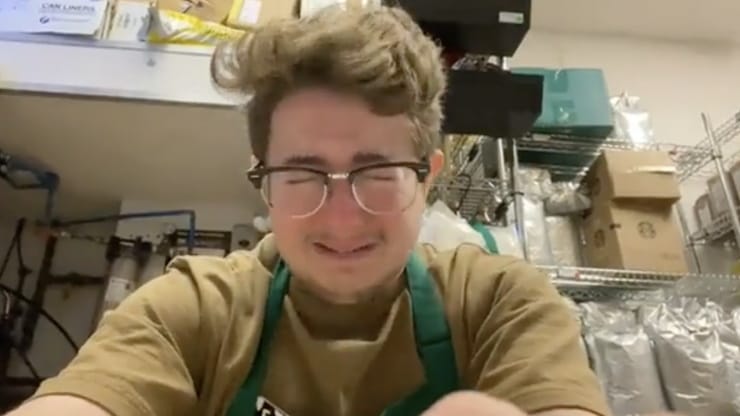 starbucks barista crying at work