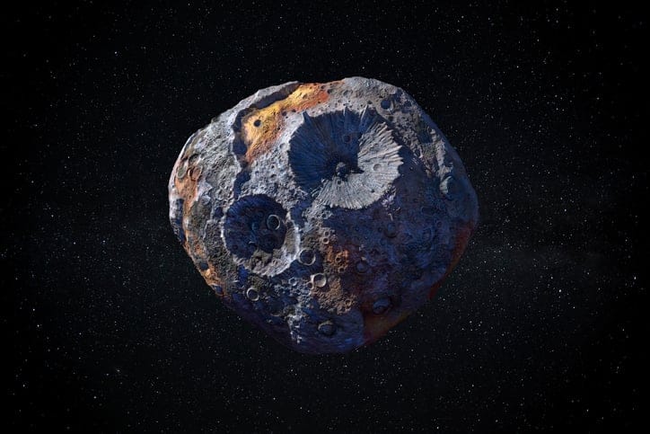 An asteroid in space.
