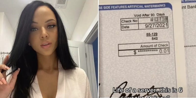 waitress with one cent check