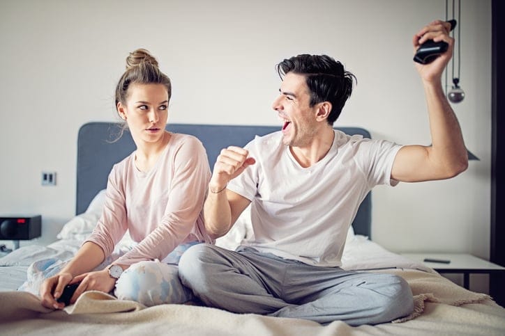 woman annoyed at boyfriend