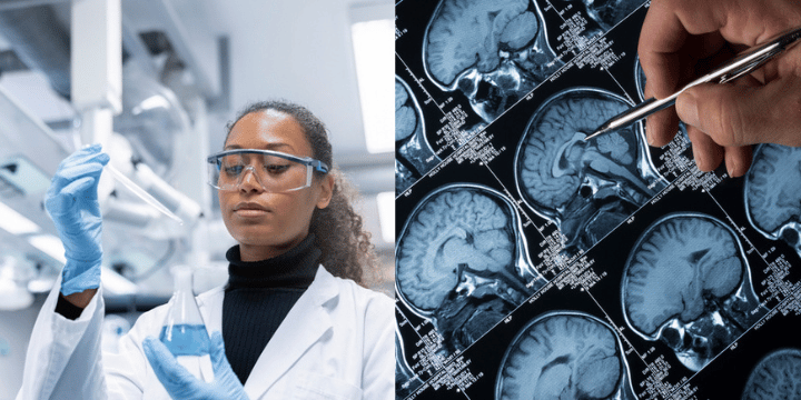 scientist in lab mri composite