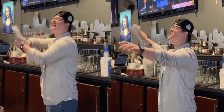 bartender telling customers to get out