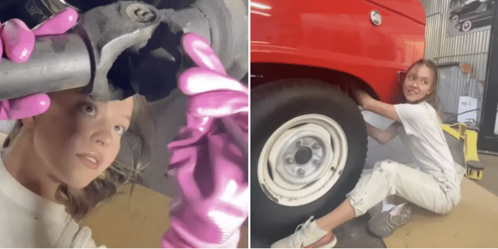 sydney sweeney working on cars