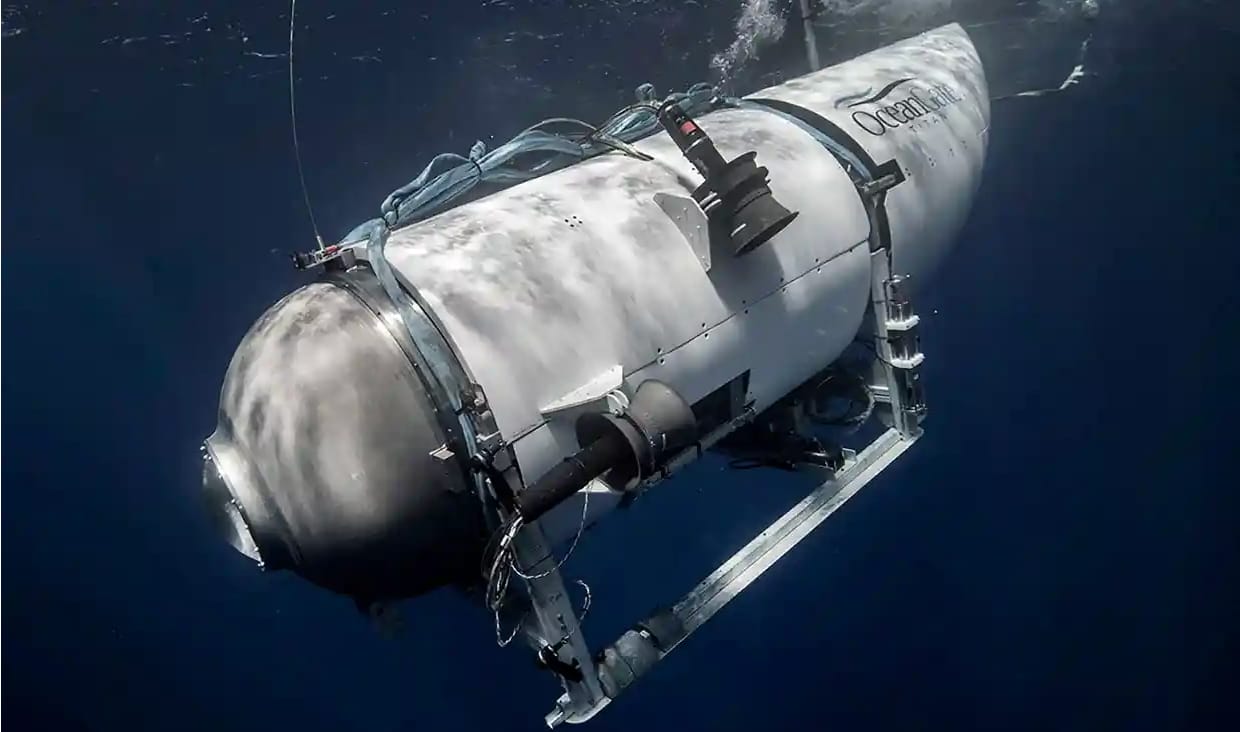 A submarine in the ocean.