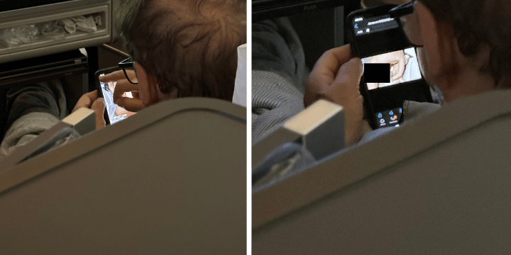 man watches adult films on flight