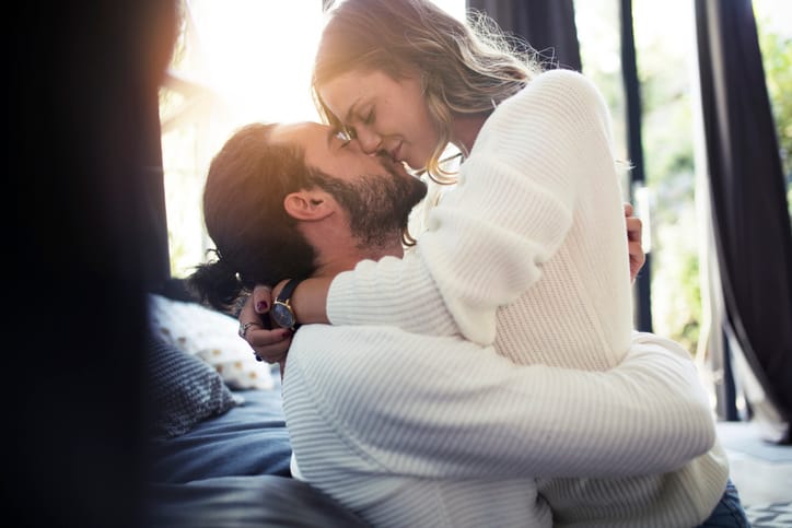 couple in passionate embrace