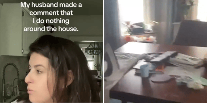 woman stops cleaning house