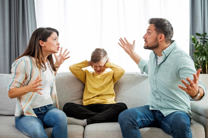 couple fighting with kids