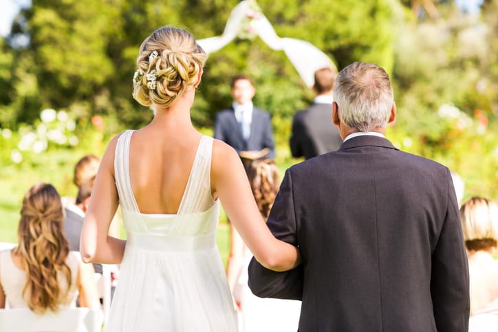 dad walking daughter down aisle