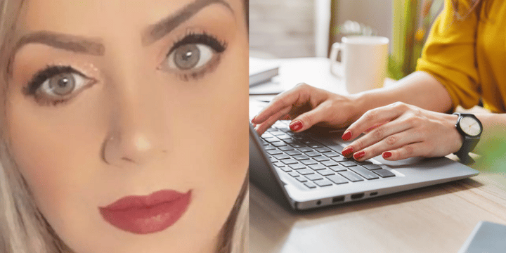 Suzie Cheikho typing on laptop