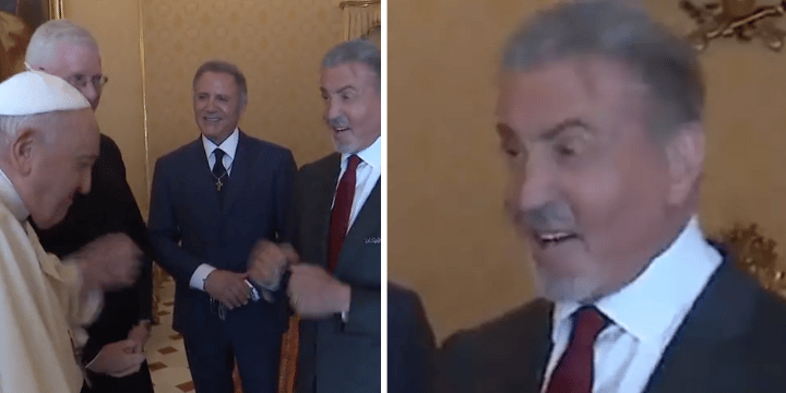 sylvester stallone meets the pope