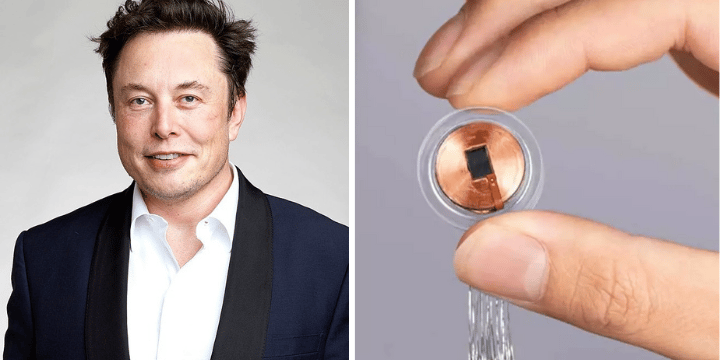 elon musk with neuralink chip