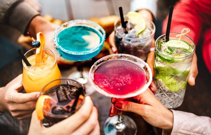 cocktails at a bar