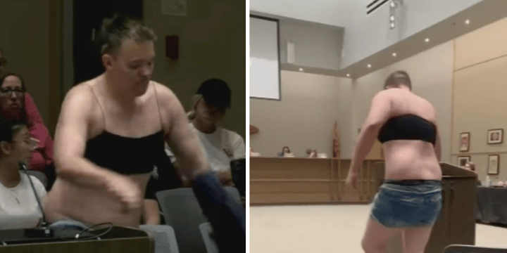 dad strips off at school board meeting