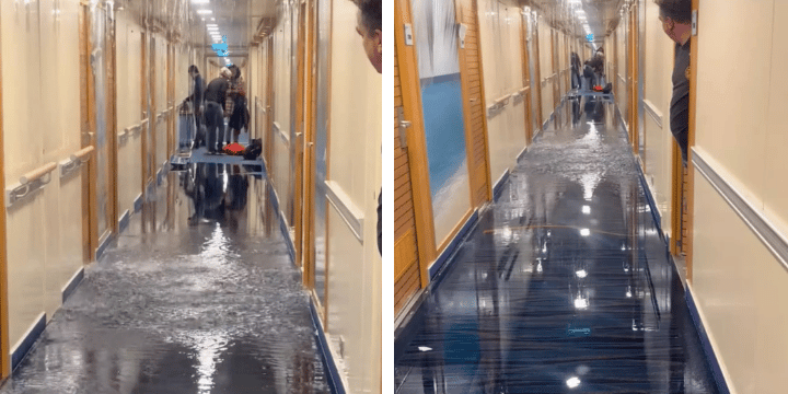 water pouring from ceiling