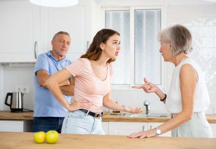 family argument in the kitchen