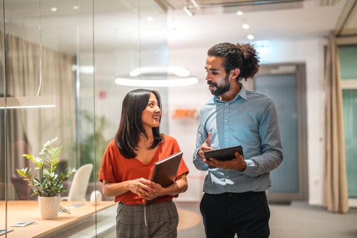 colleagues chatting in the office