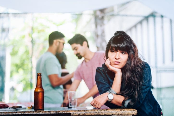 introvert woman at party