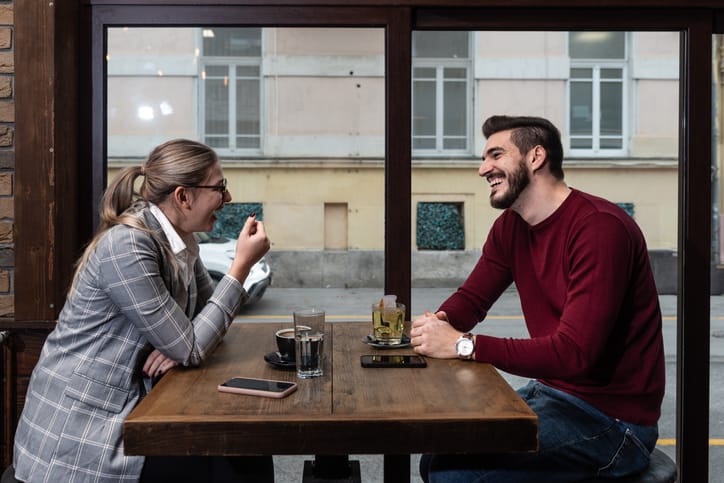 couple having coffee in cafe