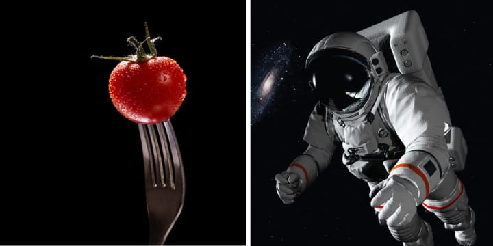 tomato with astronaut