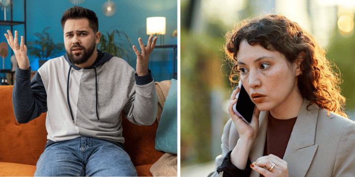 annoying man, woman composite