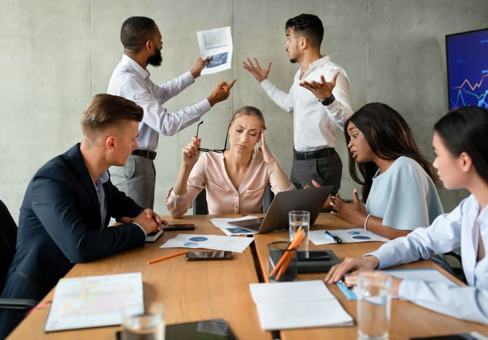 colleagues working in chaotic environment