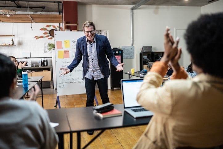 male businessman doing presentation
