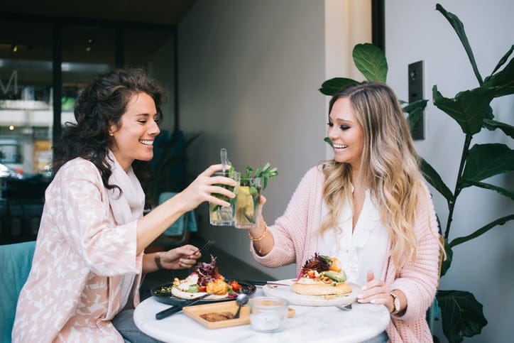 two female friends at lunch