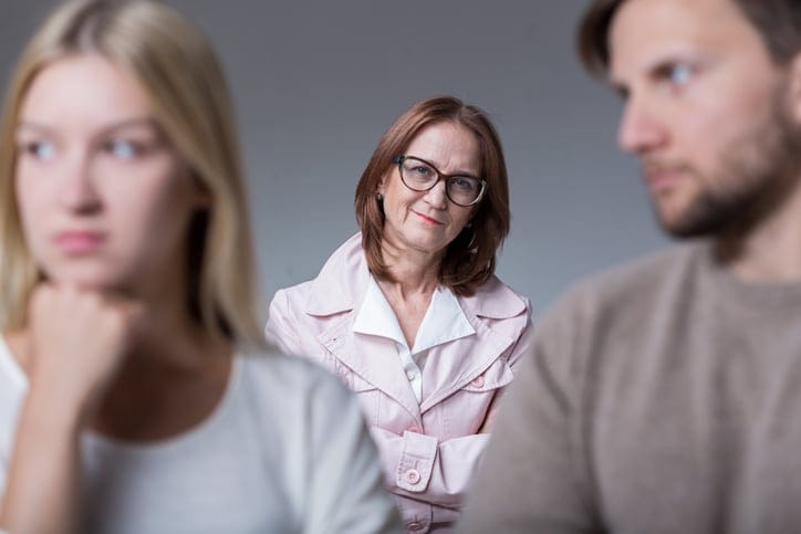 Young couple with problem therapy.